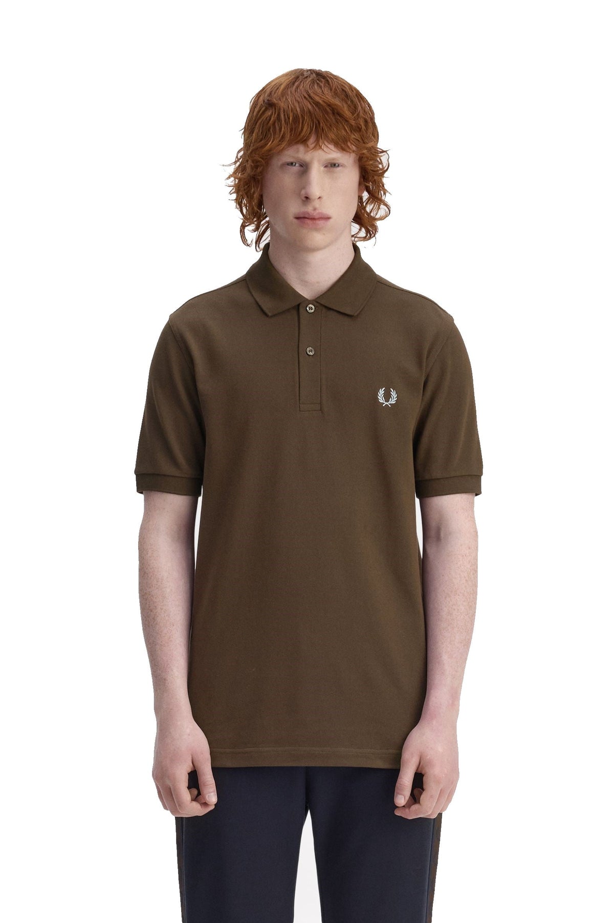 Fred Perry Slim Fit Plain Polo Burnt Tobacco / Stockport Blue