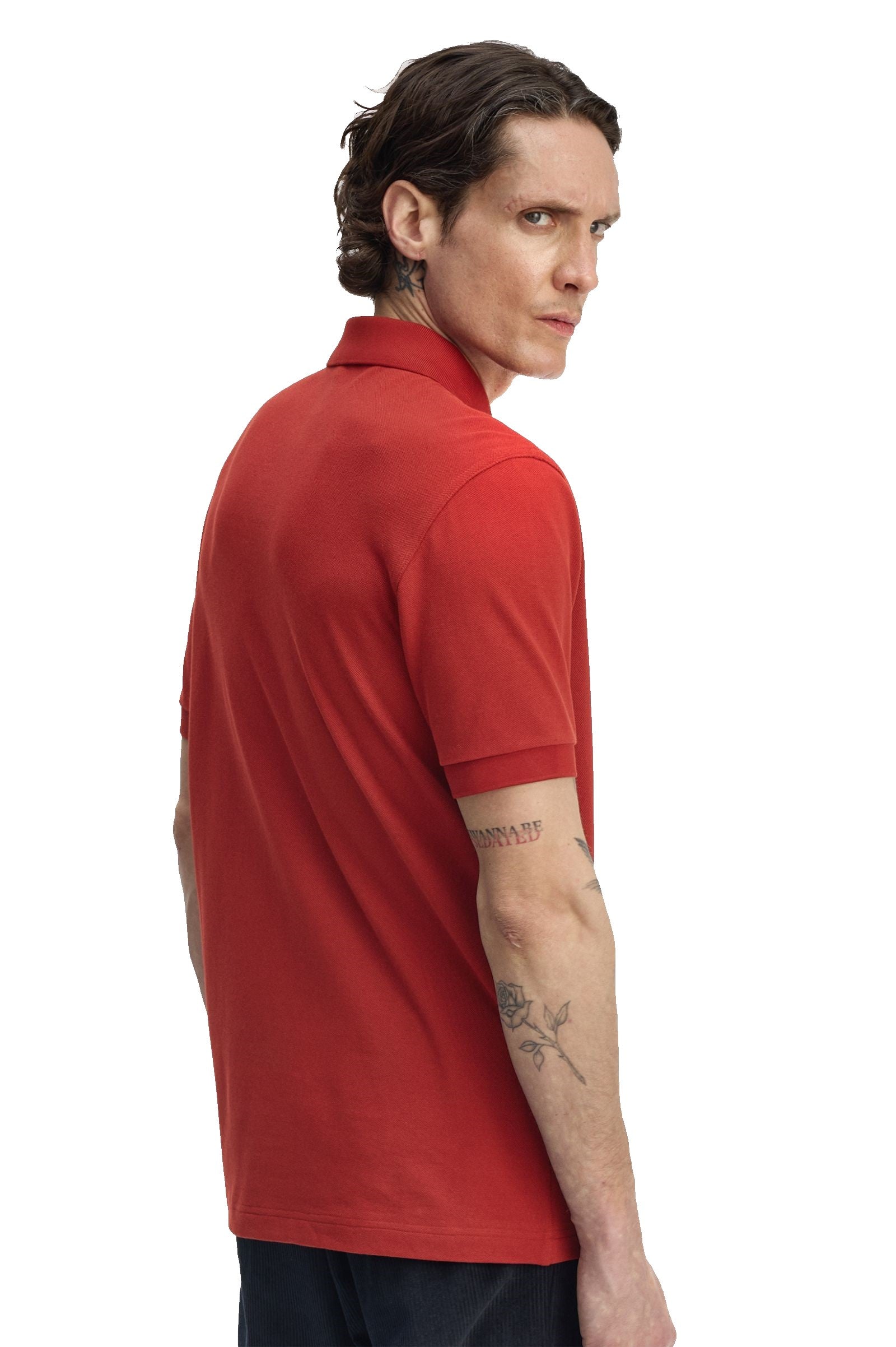 Fred Perry Slim Fit Plain Polo Burnt Red / Black