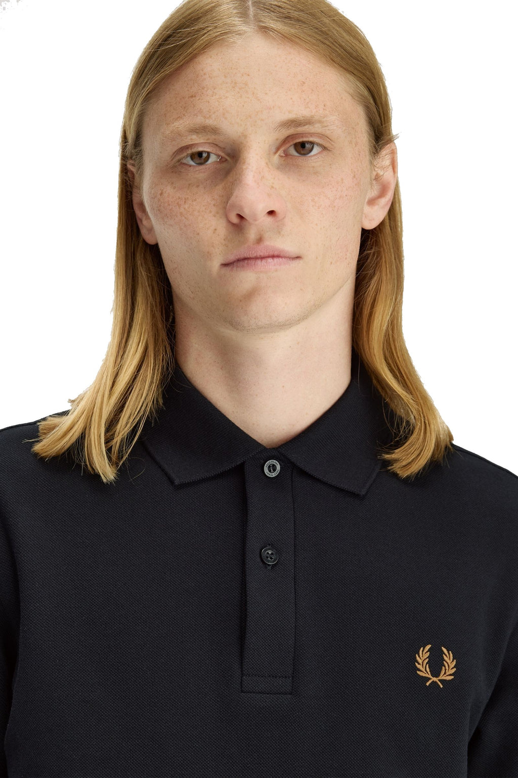 Fred Perry Slim Fit Plain Polo Black / Dark Caramel