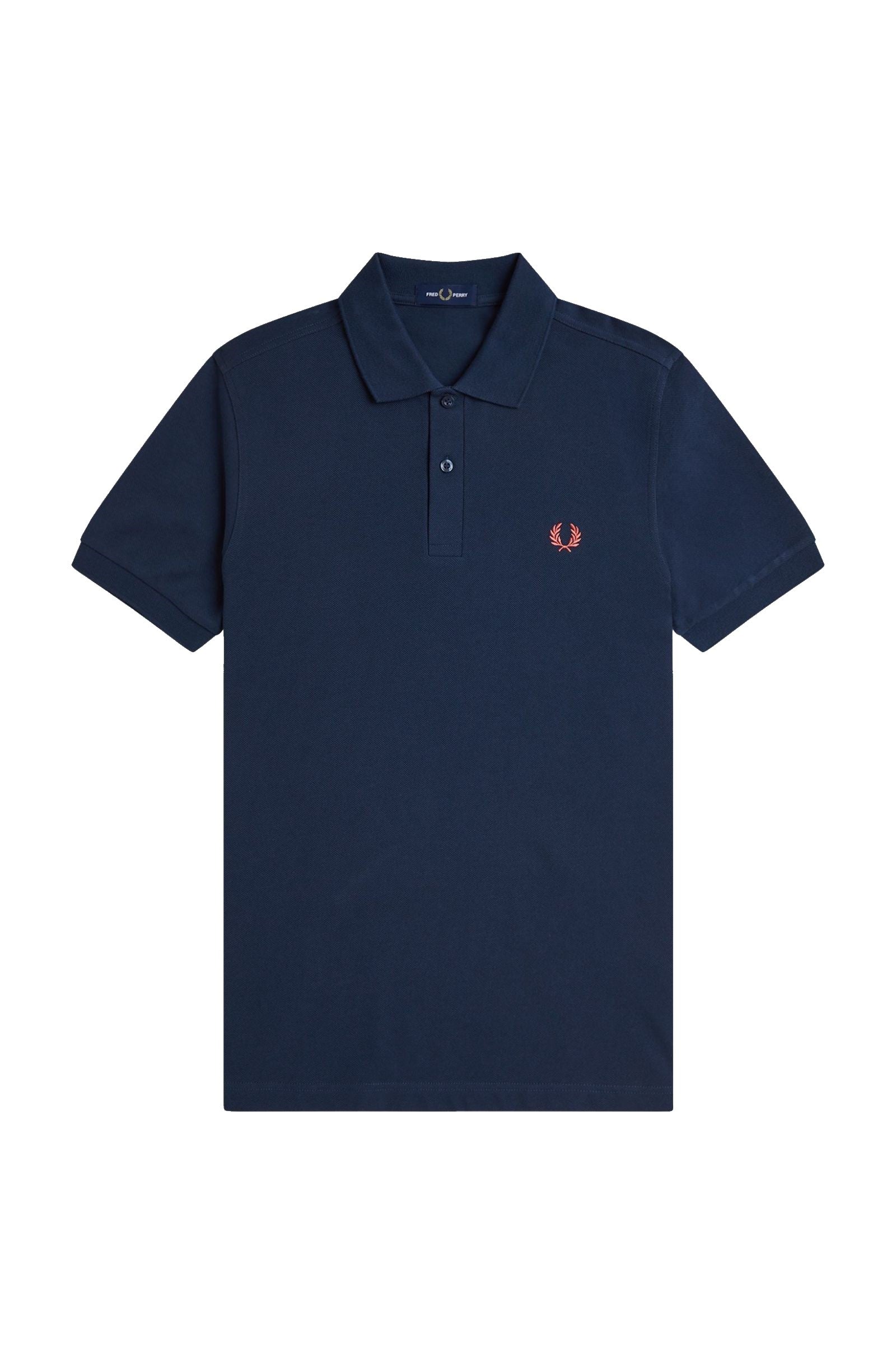 Fred Perry Slim Fit Plain Polo Tennis Blue / Flamingo Tan