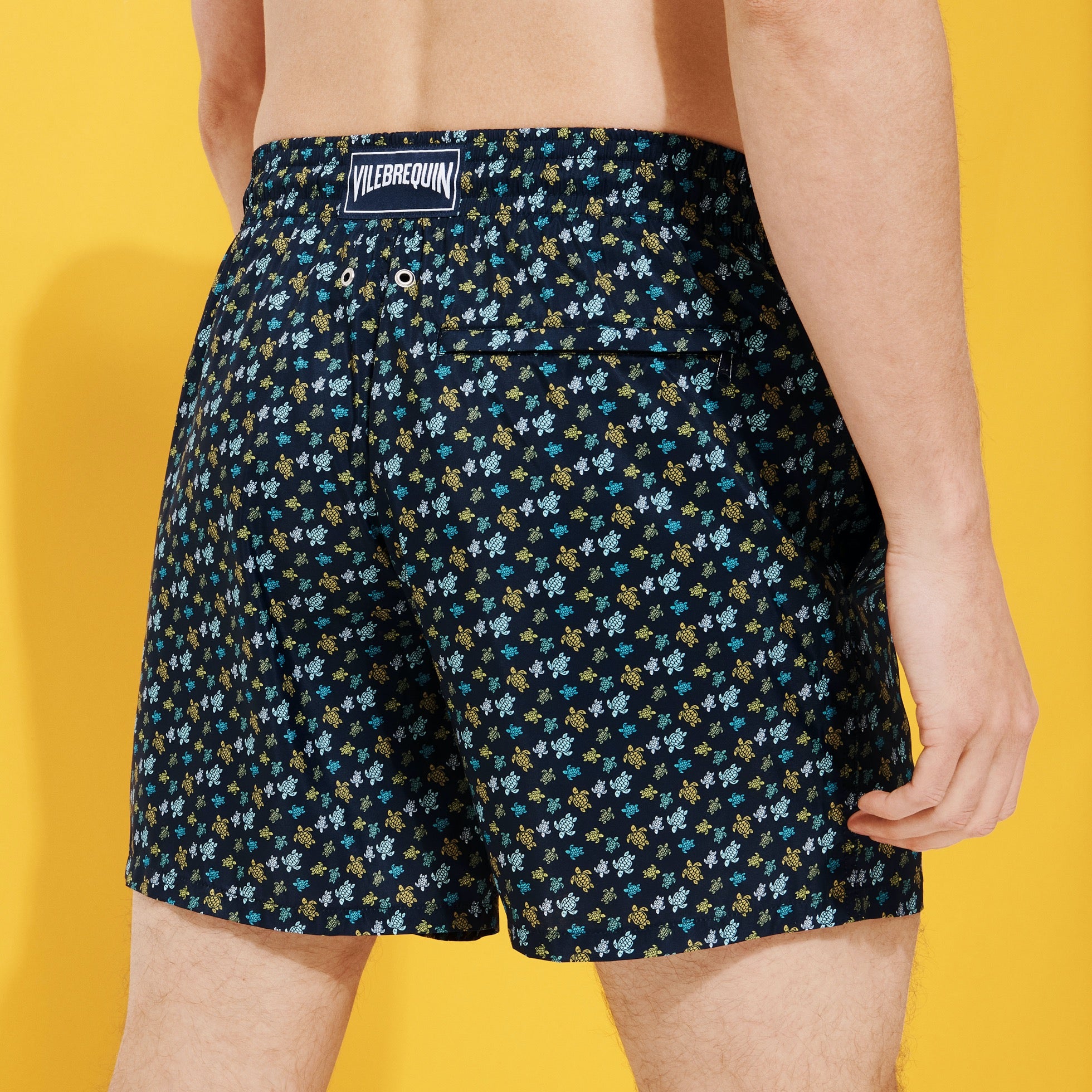 Vilebrequin Mahina Ultra-light and Packable Swimwear Micro Rainbow Turtles Navy