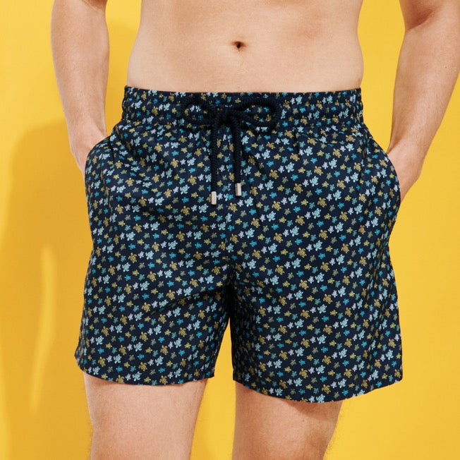 Vilebrequin Mahina Ultra-light and Packable Swimwear Micro Rainbow Turtles Navy