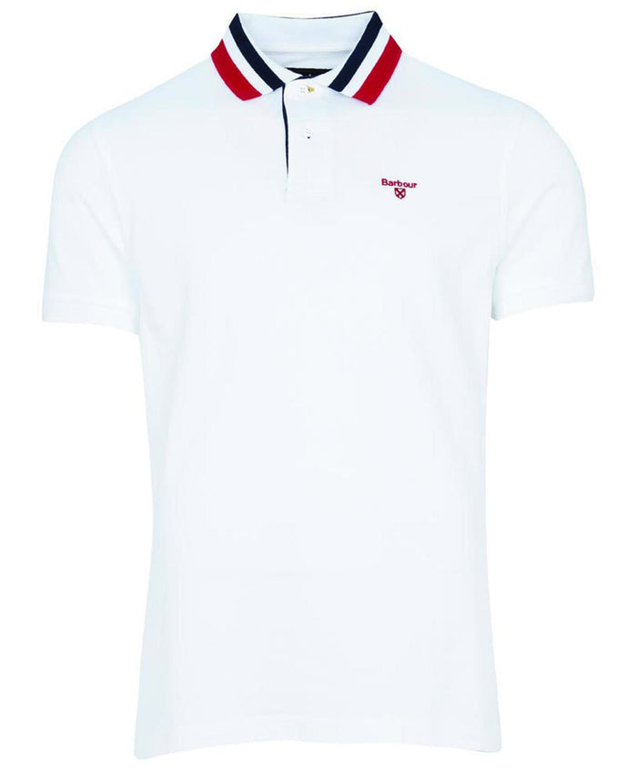 Barbour Hawkeswater Tipped Polo White Red Blue