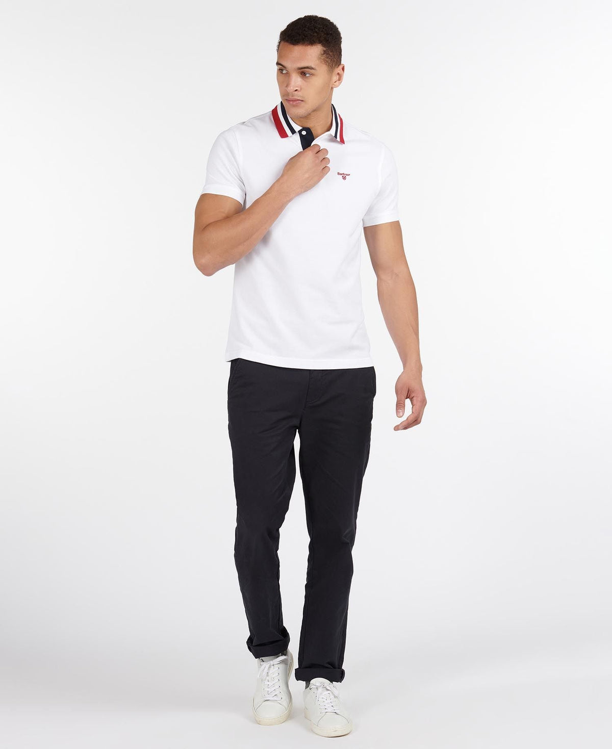 Barbour Hawkeswater Tipped Polo White Red Blue