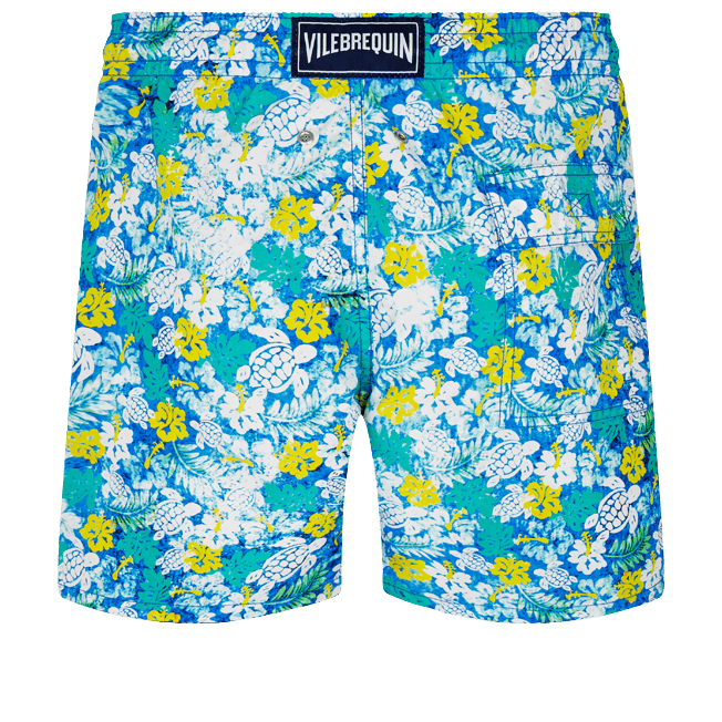 Vilebrequin Moorea Swim Short Tropical Turtles Vintage Bleu Lazuli