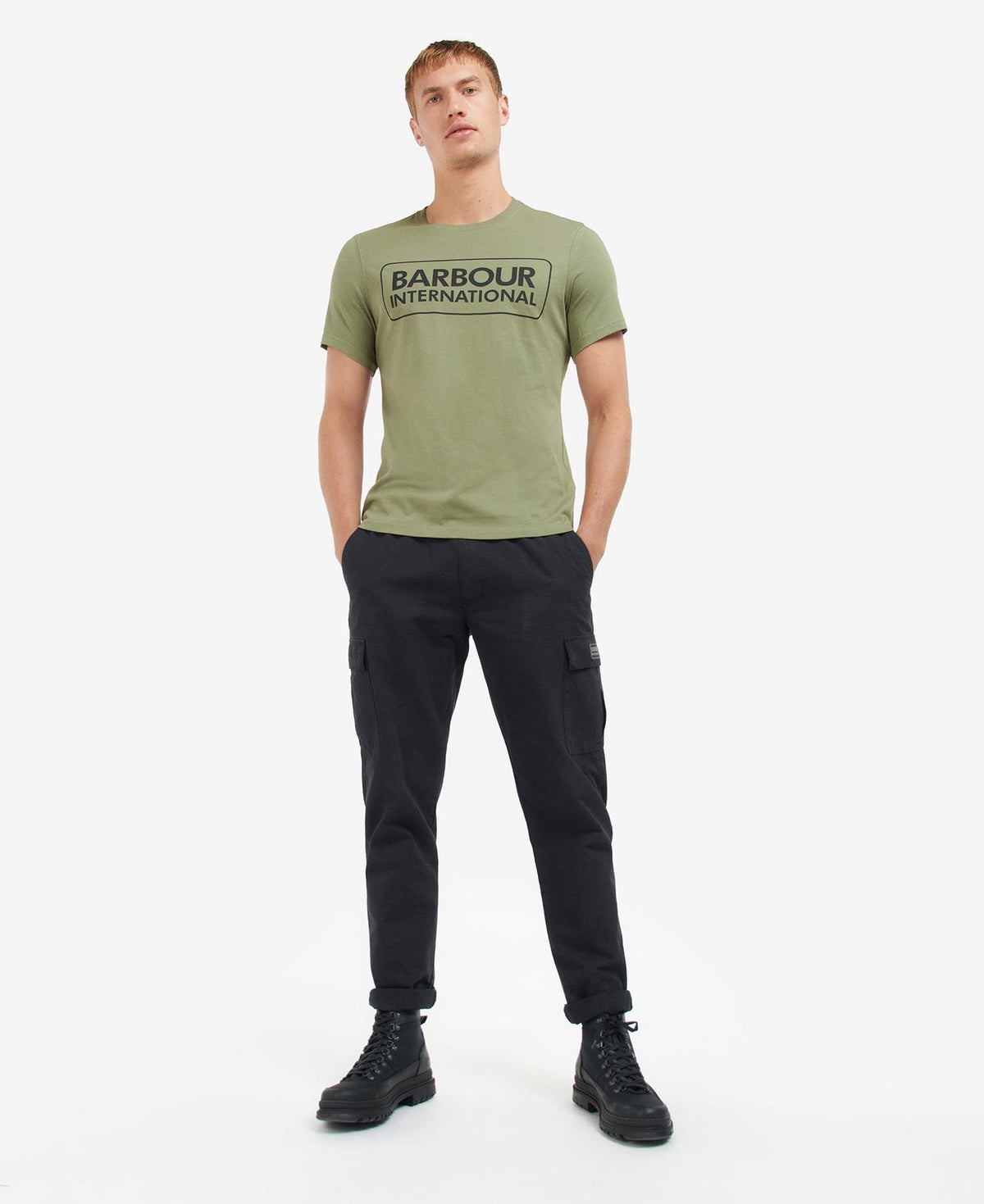 Barbour International Essential Large Logo T-Shirt Light Moss