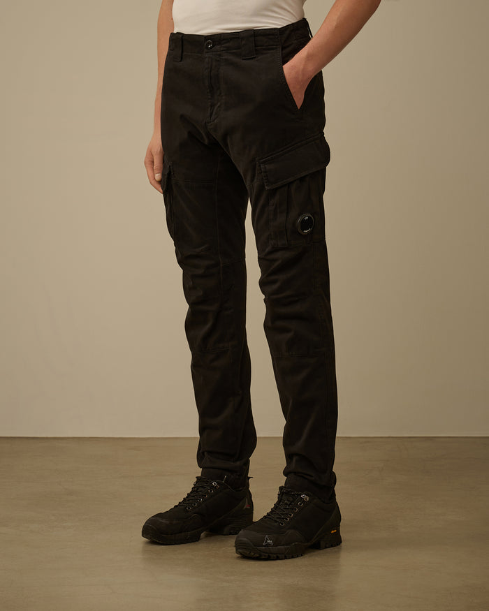 C.P. Company Stretch Sateen Cargo Pants Ergonomic 138A Fit Black