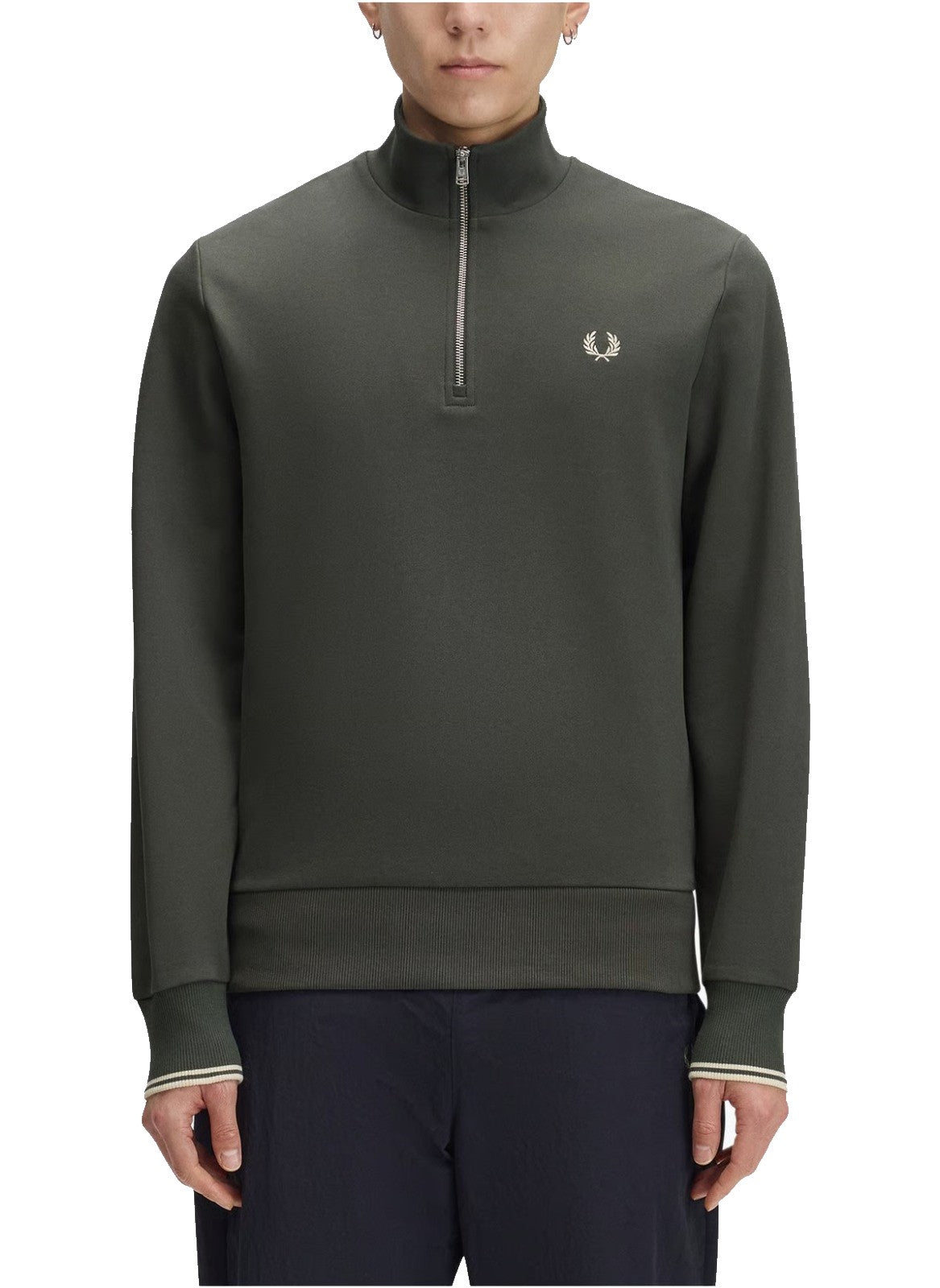 Fred Perry Sudadera Media Cremallera  Field Green / Oatmeal