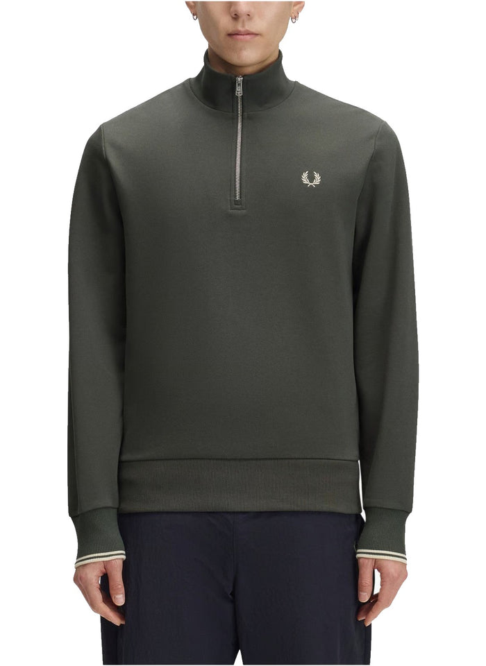 Fred Perry Sudadera Media Cremallera  Field Green / Oatmeal