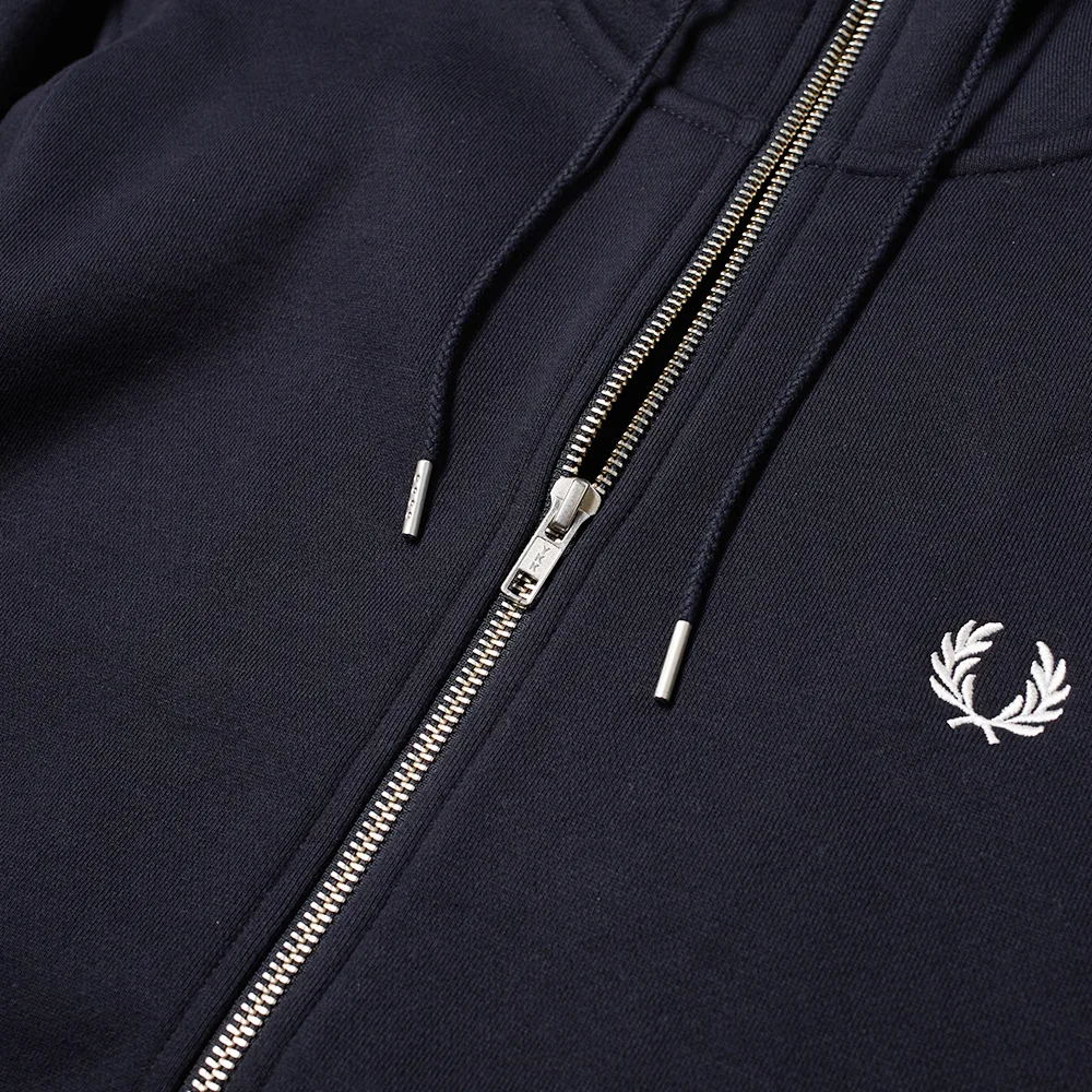 Fred Perry Hooded Zip Through Sweatshirt Navy
