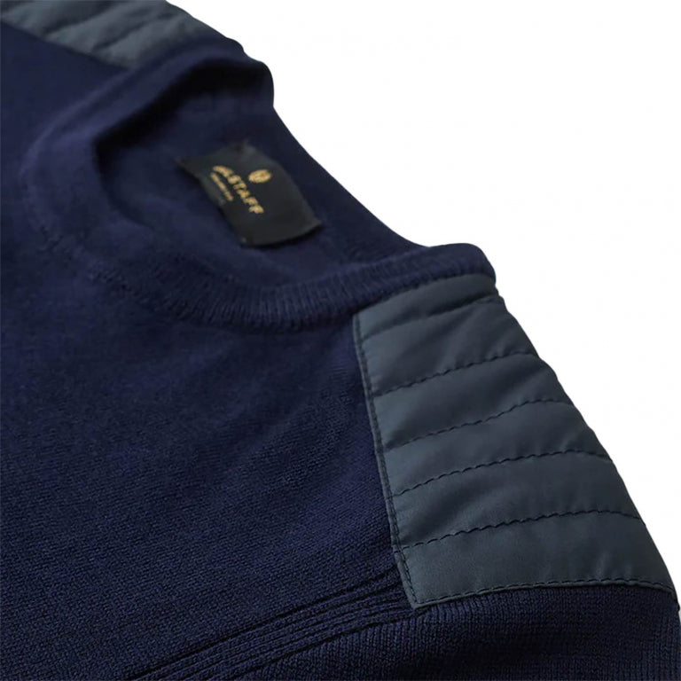Belstaff Kerrigan Crew Neck Jumper Merino Wool Washed Navy