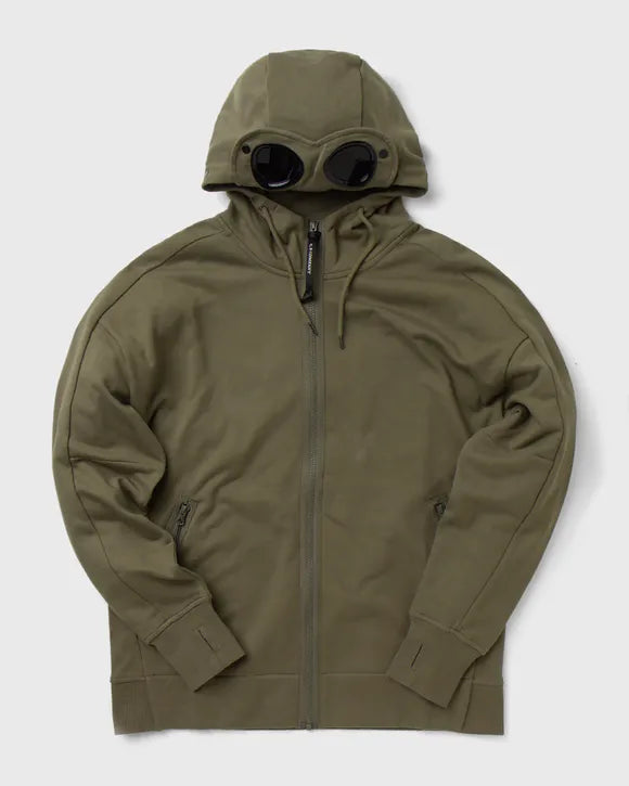 C.P. Company Diagonal Raised Fleece Goggle Hoodie Stone Grey