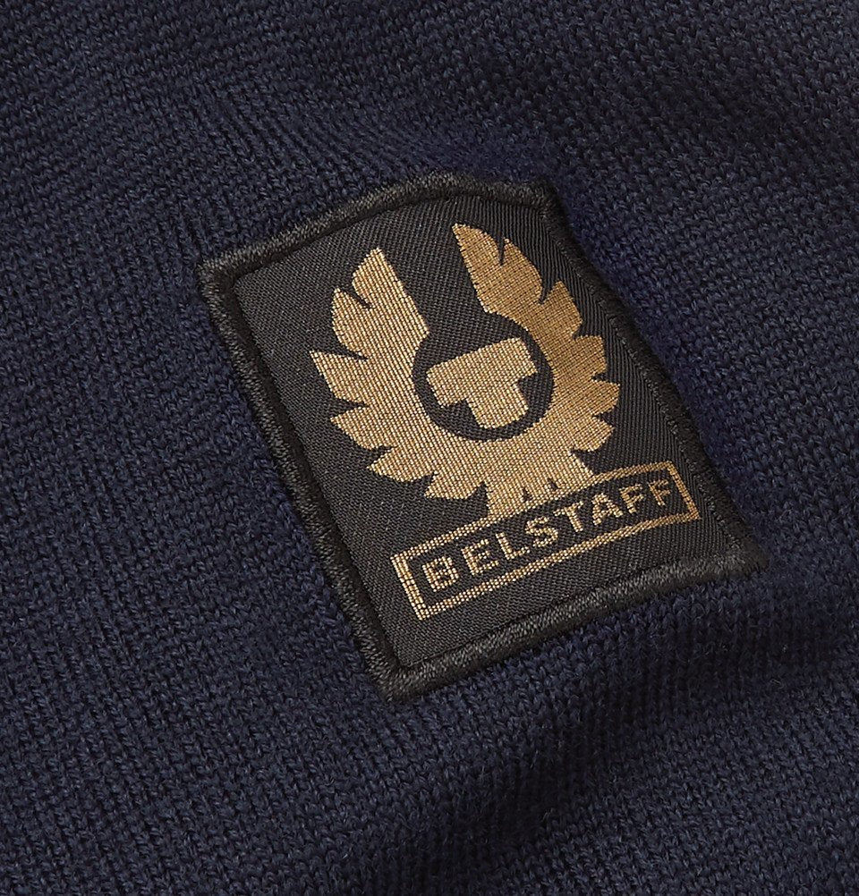 Belstaff Kerrigan Crew Neck Jumper Merino Wool Washed Navy