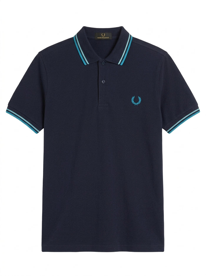 Fred Perry Slim Fit Twin Tipped Polo Made In Japan Navy