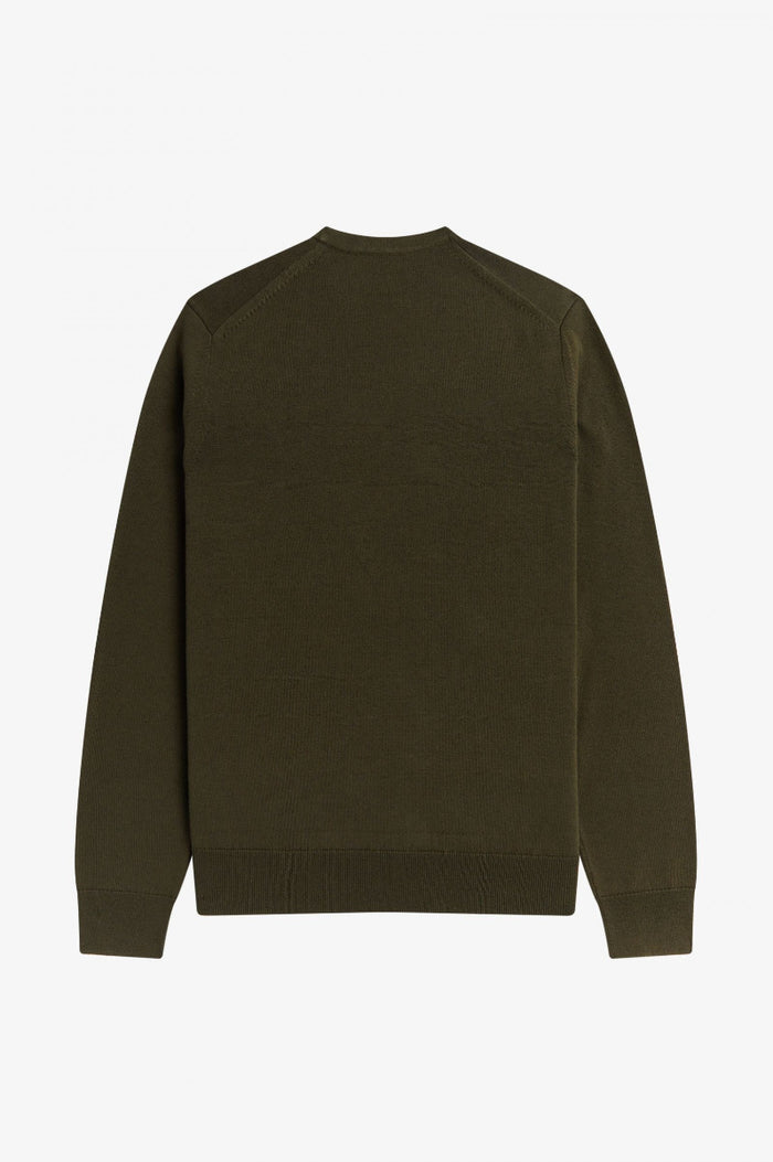 Fred Perry Classic Crew Neck Jumper Army Green
