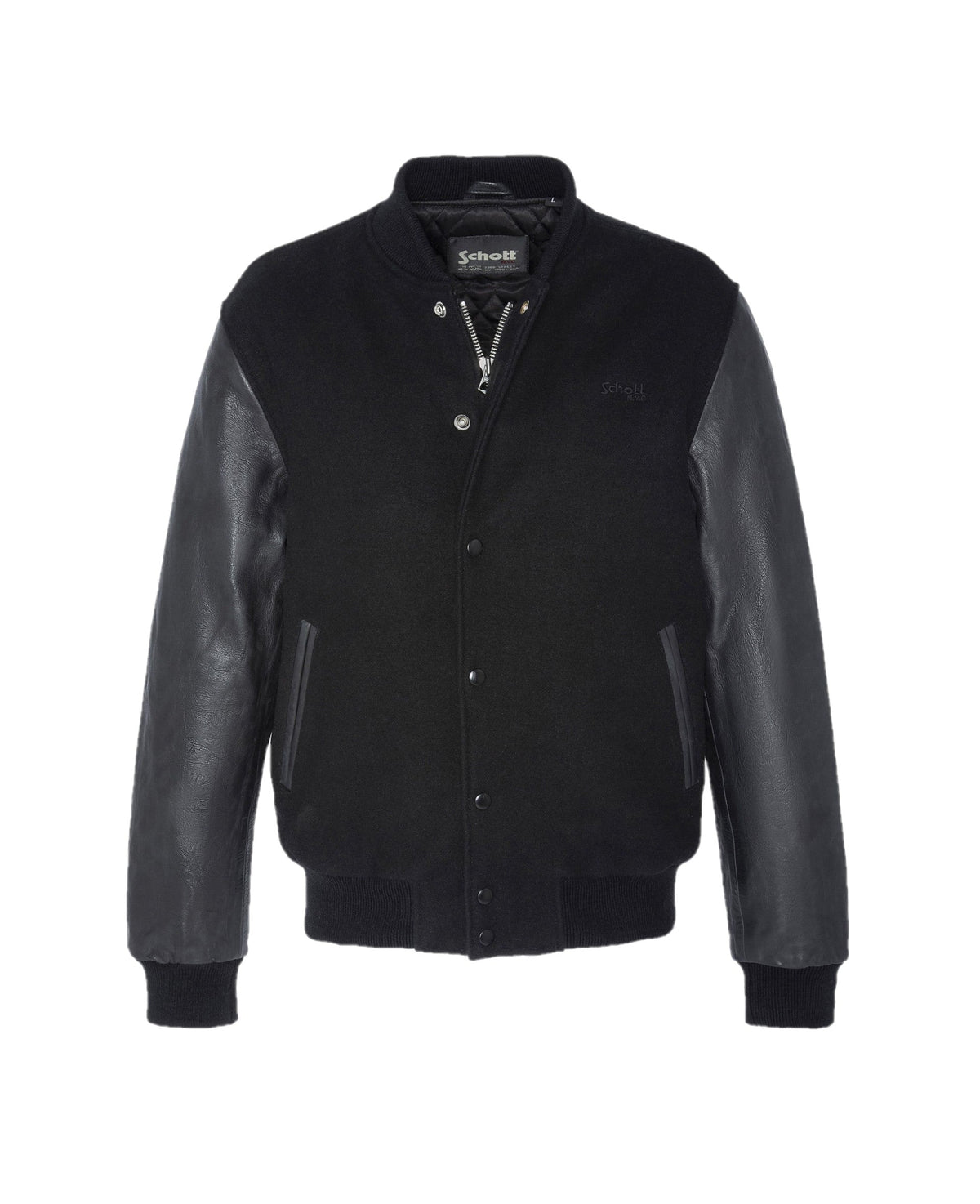 Schott NYC Varsity jacket Cowhide leather Black