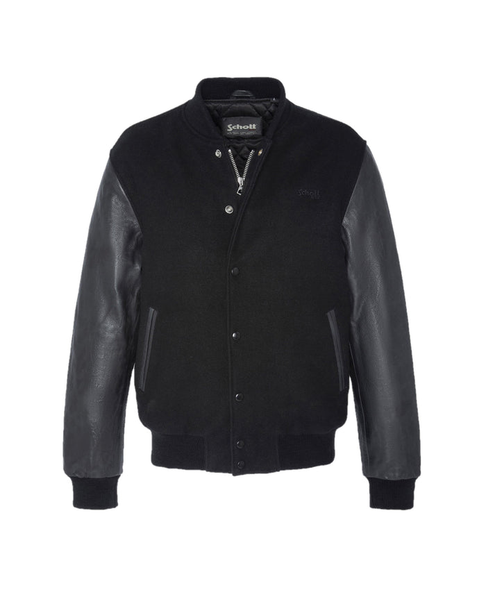 Schott NYC Varsity jacket Cowhide leather Black