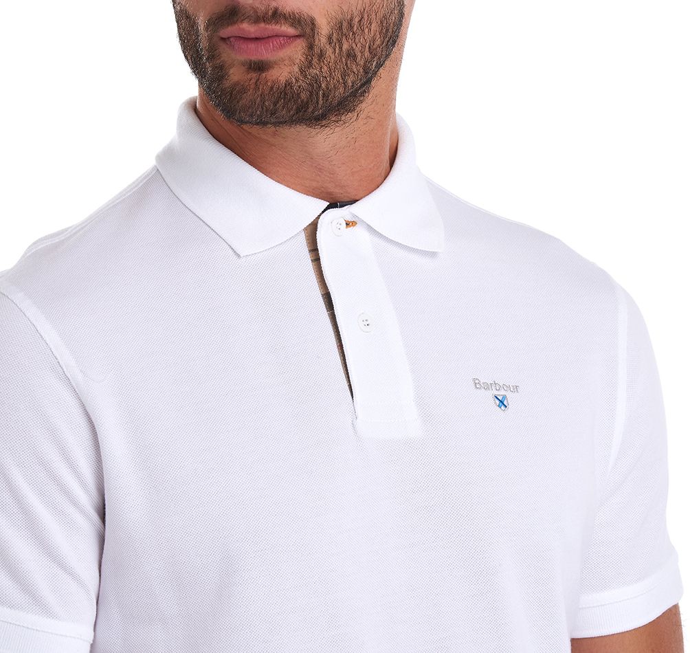 Barbour Tartan Pique Polo Shirt White Dress